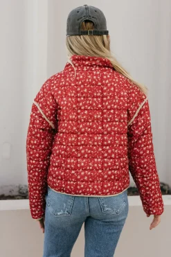 Polagram Florene Quilted Jacket-Dark Red New