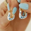 Ali Express Francesca Earrings- Ivory/Blue New