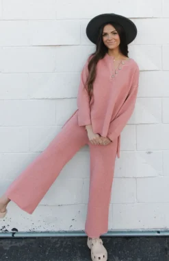 Free People Hailee Sweater Set-Rosie Pink New