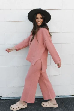 Free People Hailee Sweater Set-Rosie Pink New