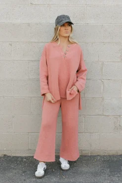 Free People Hailee Sweater Set-Rosie Pink New
