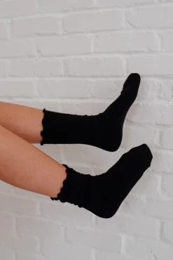 Ali Express Frill Trim Socks Taupe/Black/Ivory New