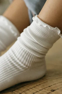 Ali Express Frill Trim Socks Taupe/Black/Ivory New