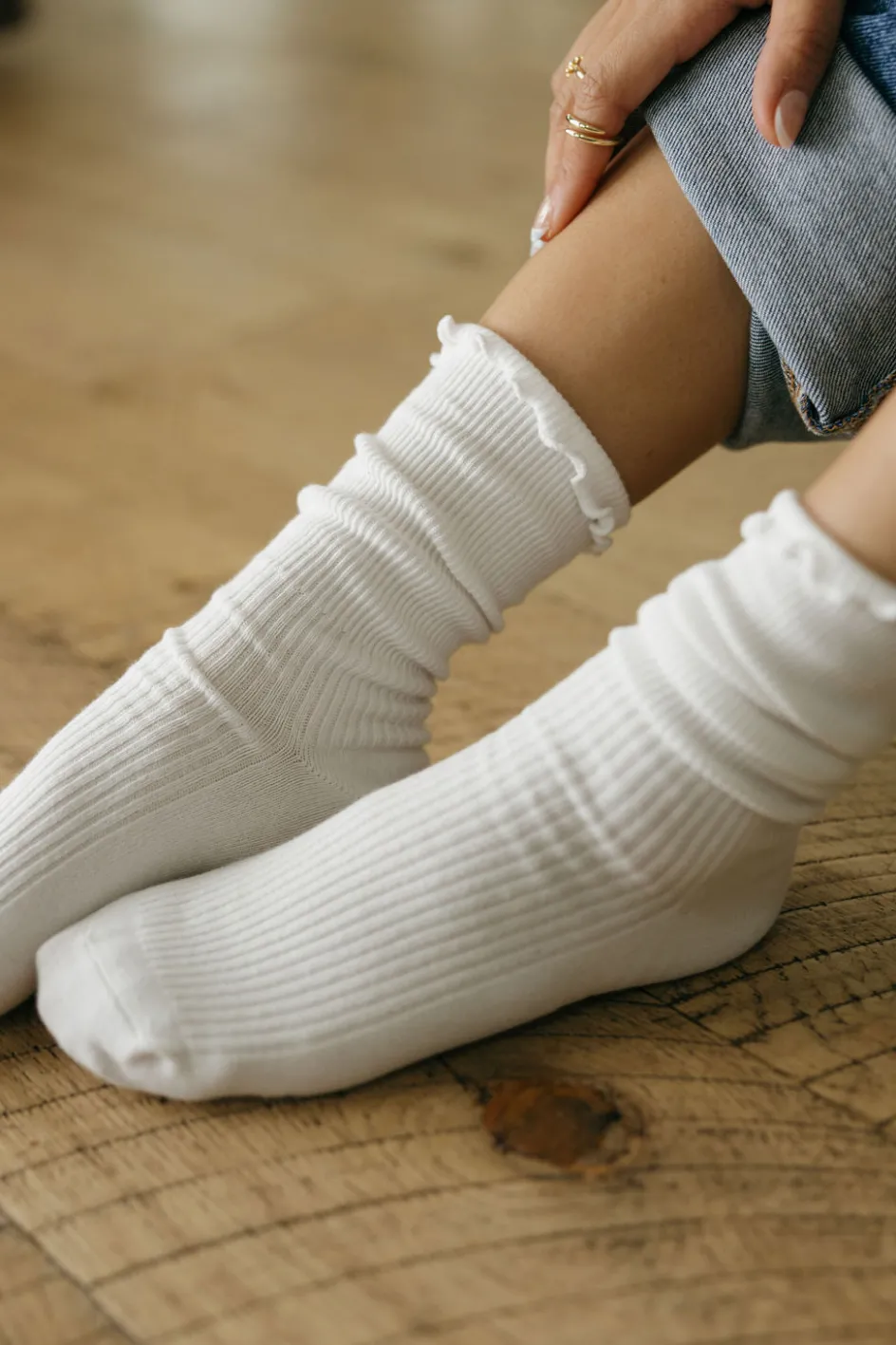 Ali Express Frill Trim Socks Taupe/Black/Ivory New