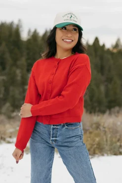 Ooh Fashion Gia Cardigan- Red Clearance