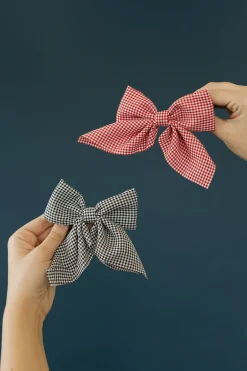 Ali Express Gingham Hair Bow Black/Red New
