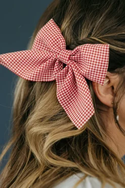 Ali Express Gingham Hair Bow Black/Red New