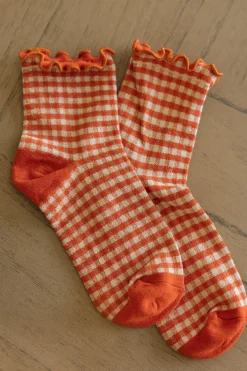 Ali Express Gingham Socks Rust/Green/SlateBlue/Grey/Black Fashion
