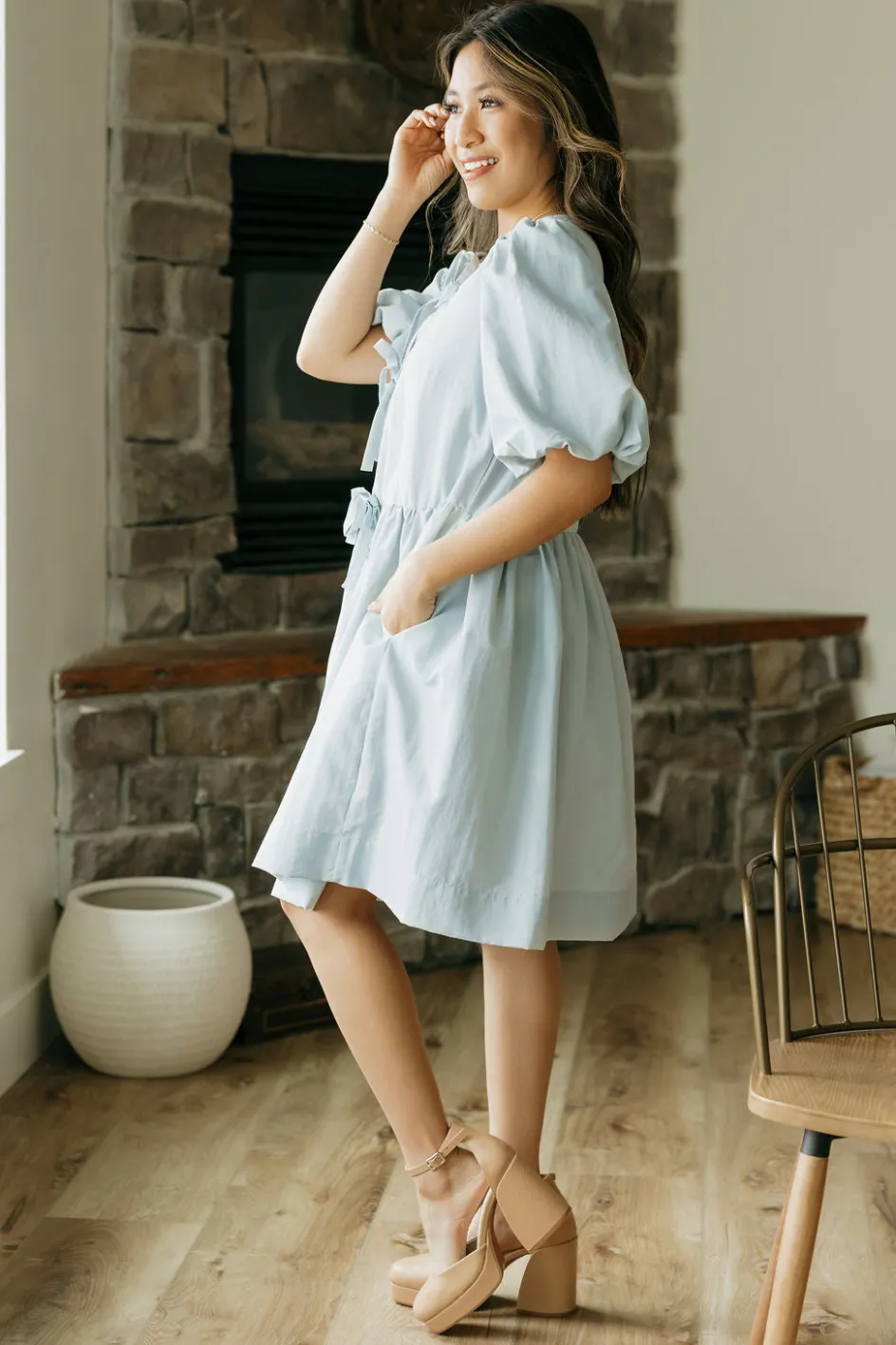 Vine & Love Gisele Dress-Light Blue Clearance