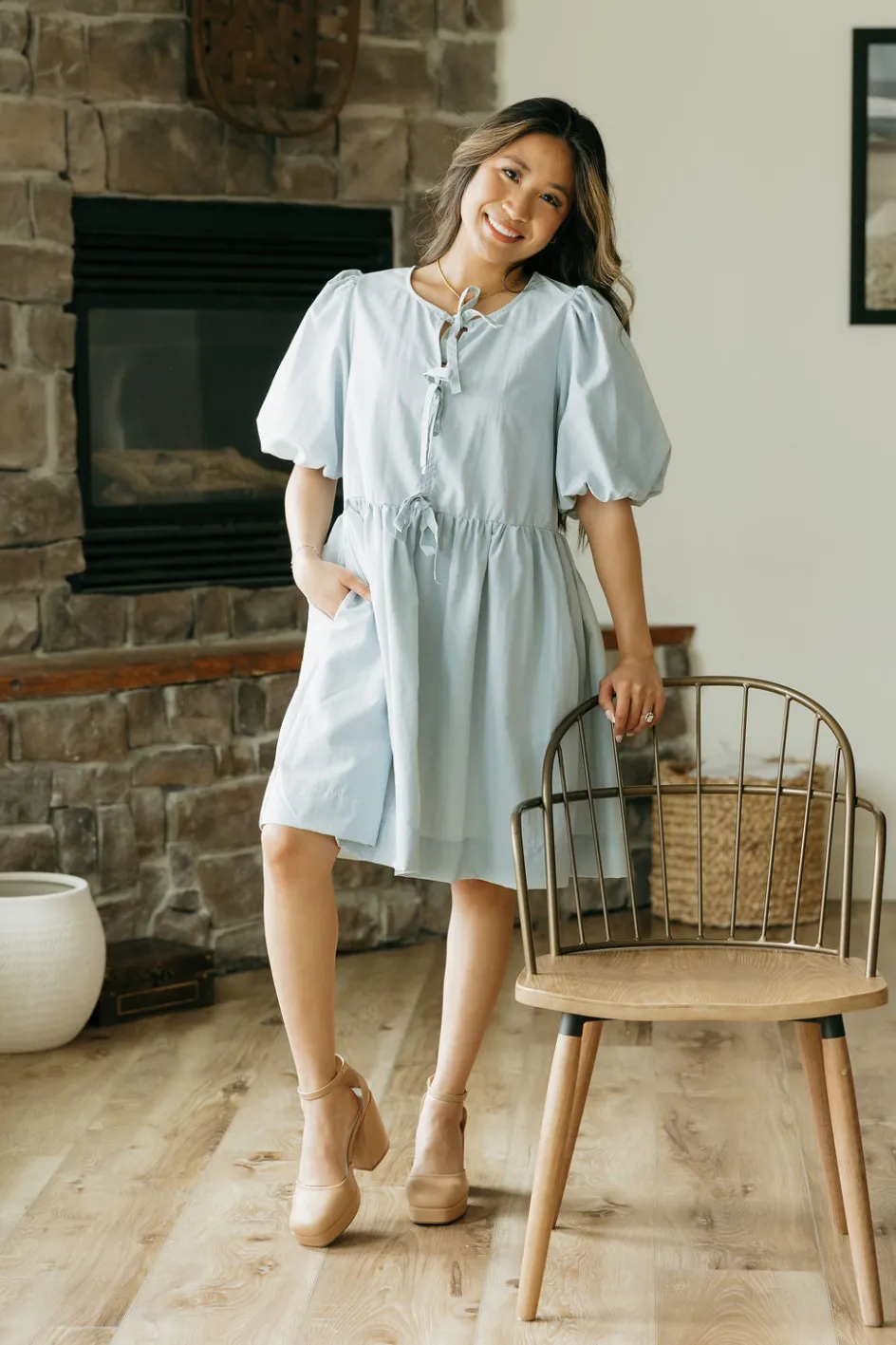 Vine & Love Gisele Dress-Light Blue Clearance
