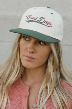 Faire Good Days Varsity Hat- Ivory/Green Discount