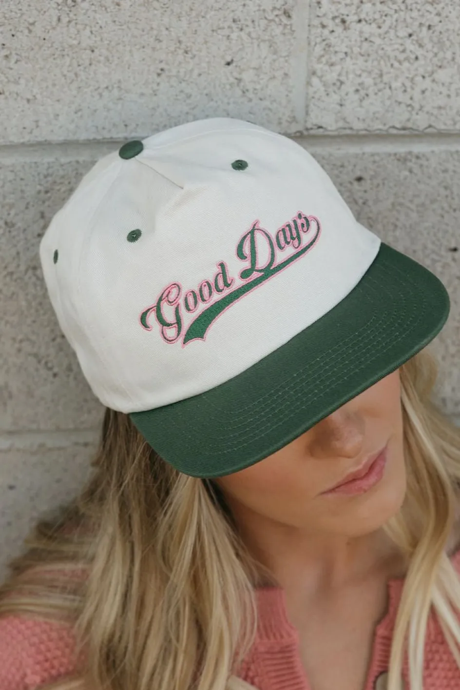 Faire Good Days Varsity Hat- Ivory/Green Discount