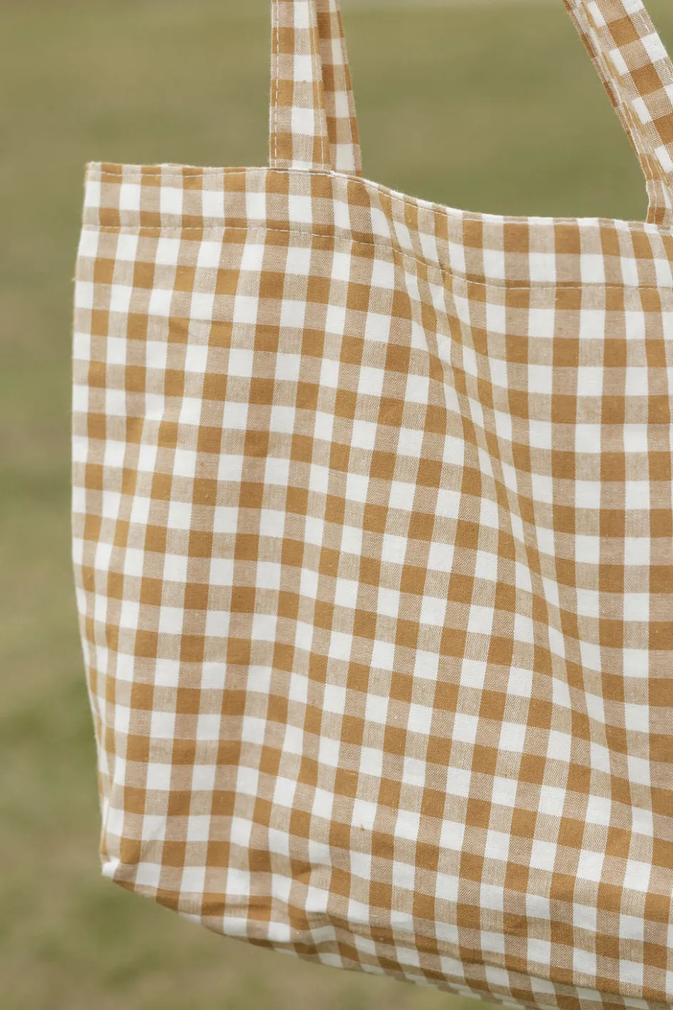 Ali Express Greta Gingham Tote Tan/Blue Sale