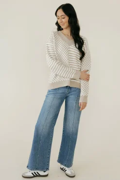 Buttermelon Haiden Sweater-Ivory/Taupe Neutral Best