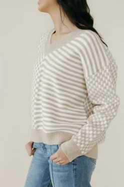 Buttermelon Haiden Sweater-Ivory/Taupe Neutral Best
