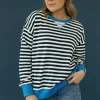 Hem & Thread Hale Top-Navy Stripe Blue New