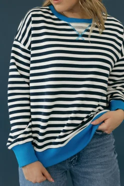 Hem & Thread Hale Top-Navy Stripe Blue New