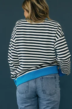 Hem & Thread Hale Top-Navy Stripe Blue New