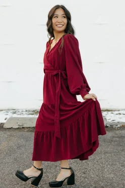 In February Harlen Dress-Burgundy Red Best