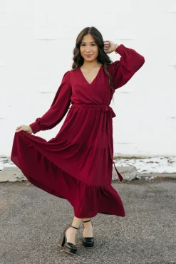 In February Harlen Dress-Burgundy Red Best