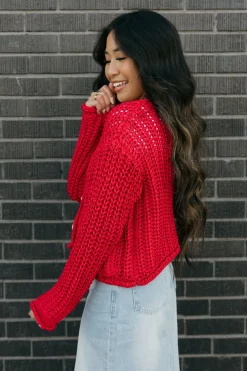 Aaron & Amber Harper Cardigan- Red Online