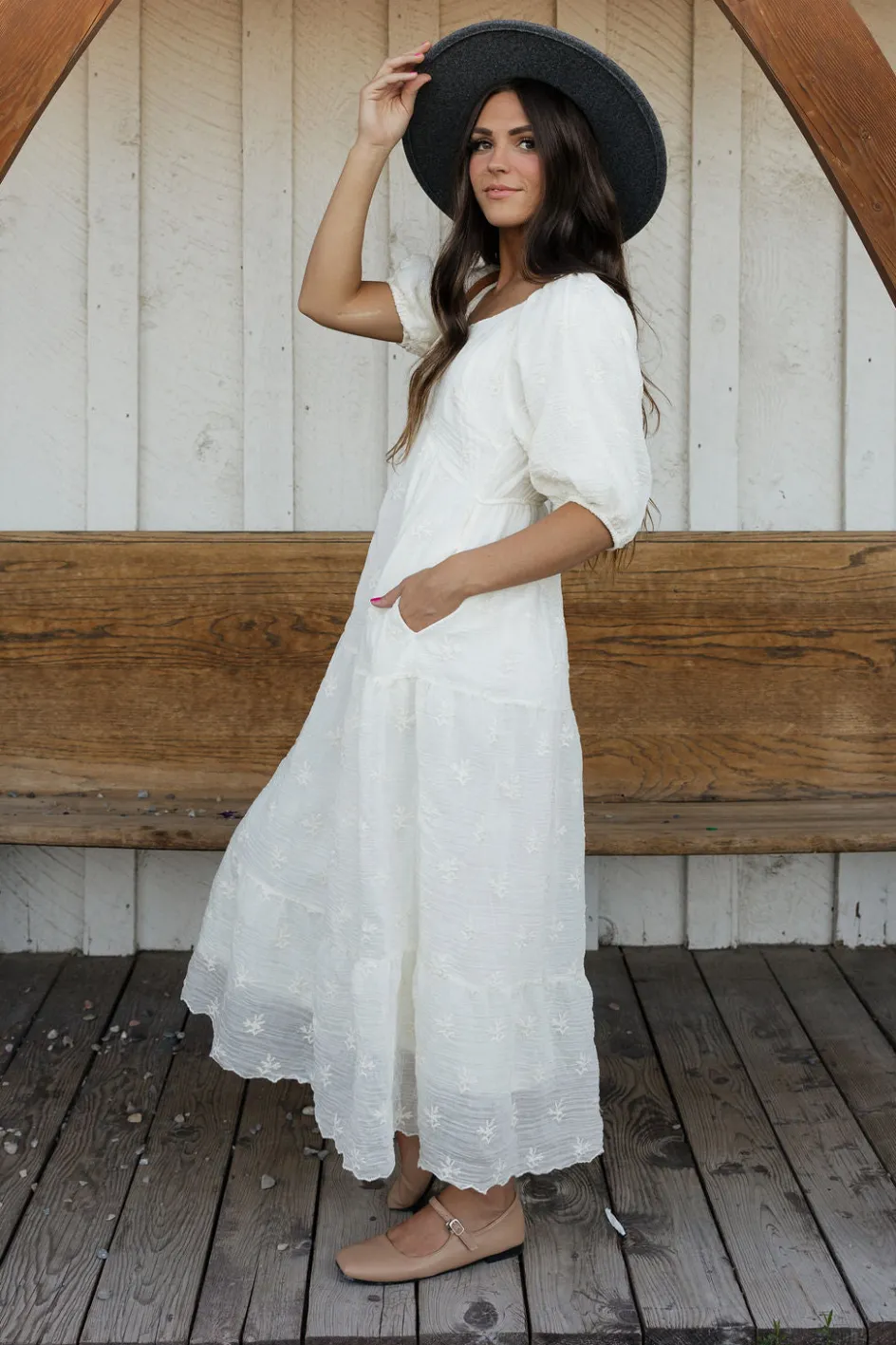 Polagram Hartley Dress-Cream White Outlet