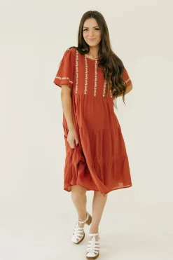 Tea N Rose Jillie Dress-Brick Red Best