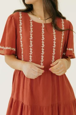 Tea N Rose Jillie Dress-Brick Red Best