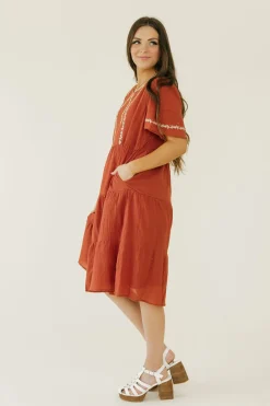 Tea N Rose Jillie Dress-Brick Red Best