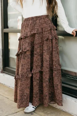 Polagram Jonesy Skirt-Mahogany Multi Brown Sale