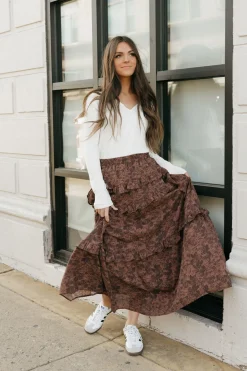 Polagram Jonesy Skirt-Mahogany Multi Brown Sale