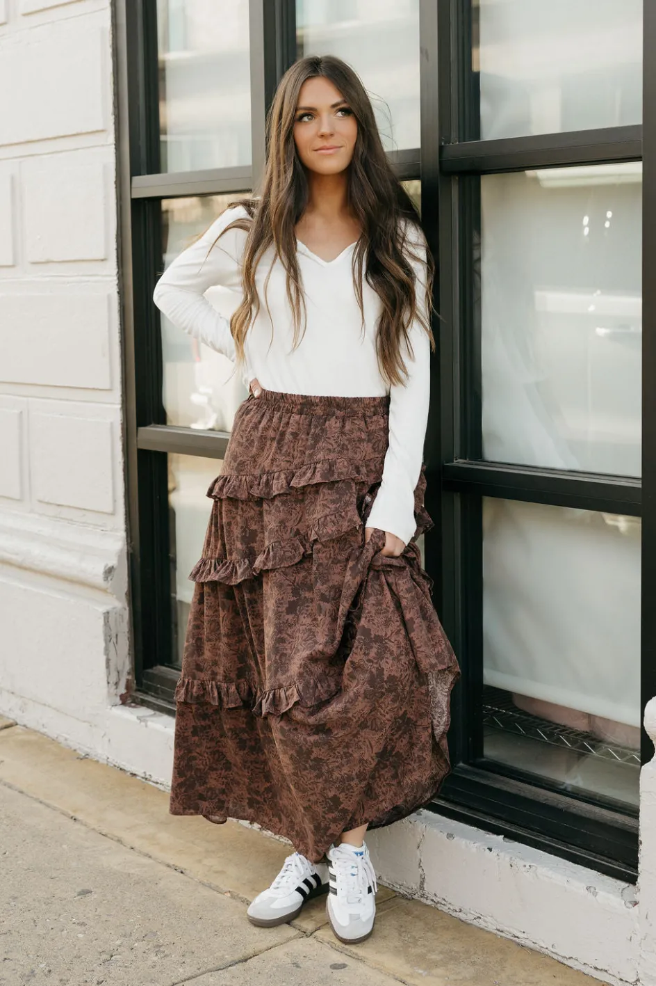 Polagram Jonesy Skirt-Mahogany Multi Brown Sale