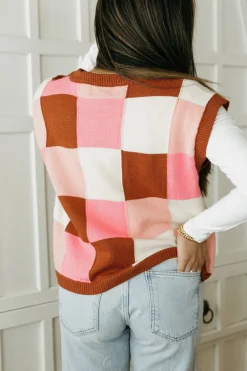 &Merci Judie Sweater Vest- Multi Pink Best