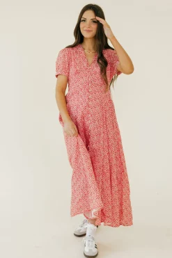 In Loom Julia Dress-/White Red Clearance