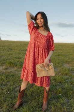 Dongguan Huoyoung Apparel Co Kassie Dress- Floral Red Outlet