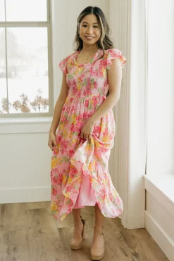 Mine and E&M Kiarra Dress- Multi Pink Fashion