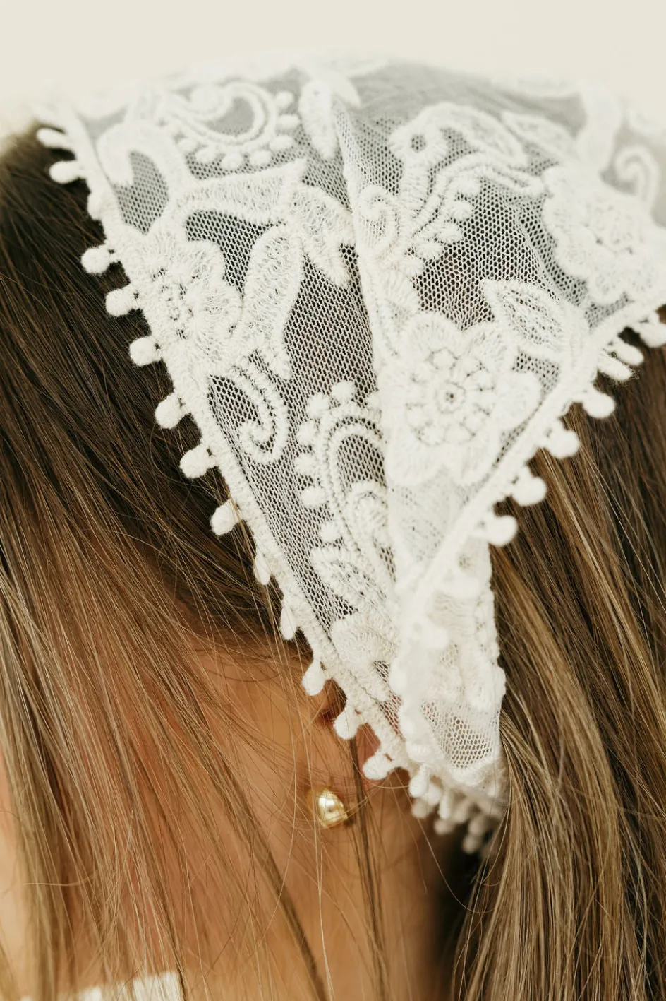 Ali Express Lace Hair Bandana- Cream Discount
