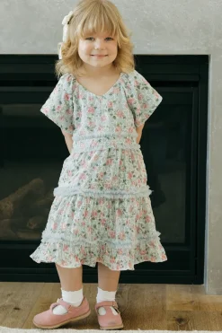 Dongguan Huoyoung Apparel Co Little Girl's Daphne Dress- Floral Blue Sale
