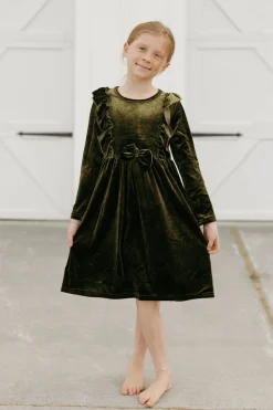 Oopsie Daisy Little Girl's Noelle Dress-Moss Green Fashion