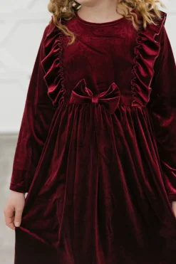 Oopsie Daisy Little Girl's Noelle Dress-Wine Red Clearance