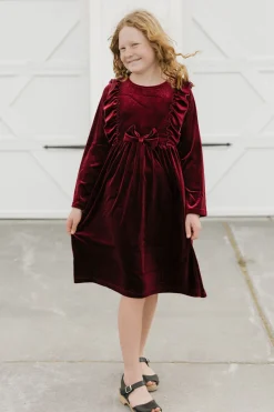 Oopsie Daisy Little Girl's Noelle Dress-Wine Red Clearance