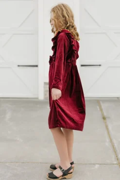 Oopsie Daisy Little Girl's Noelle Dress-Wine Red Clearance