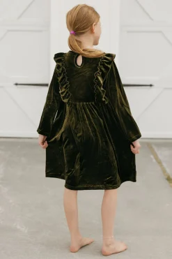 Oopsie Daisy Little Girl's Noelle Dress-Moss Green Fashion