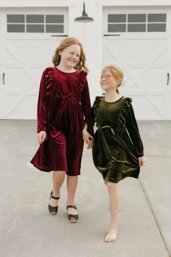 Oopsie Daisy Little Girl's Noelle Dress-Wine Red Clearance