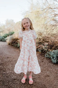 Love Olive Co Little Girl's Quinton Dress-Ivory/Peach Sale