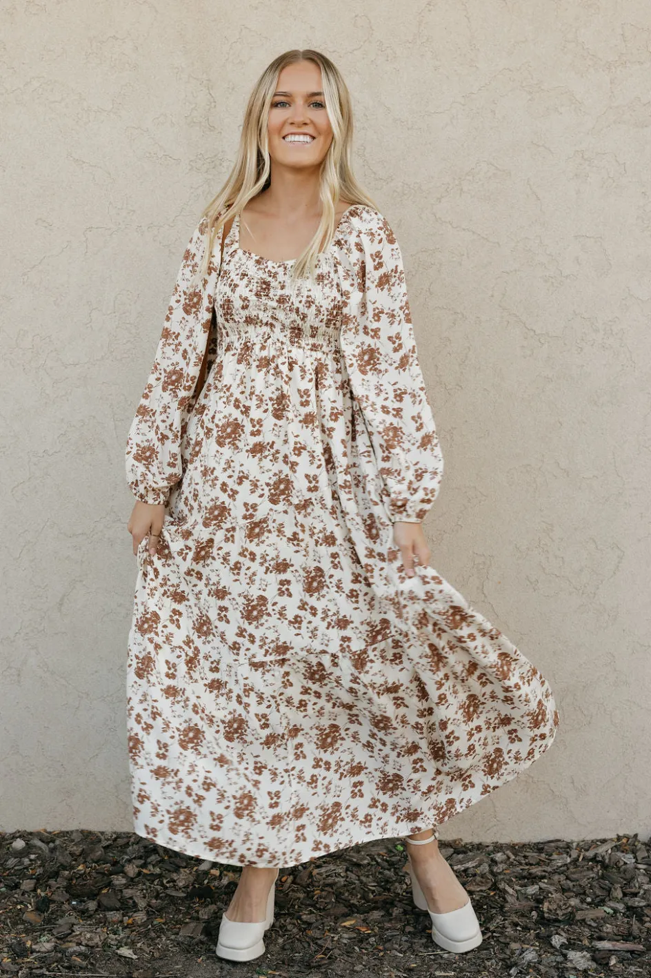 Polagram Lorelai Dress-Brown Multi Neutral Online