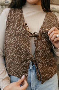 Polagram Lorretta Vest- Floral Brown New