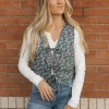 Polagram Lorretta Vest-Navy Floral Blue New