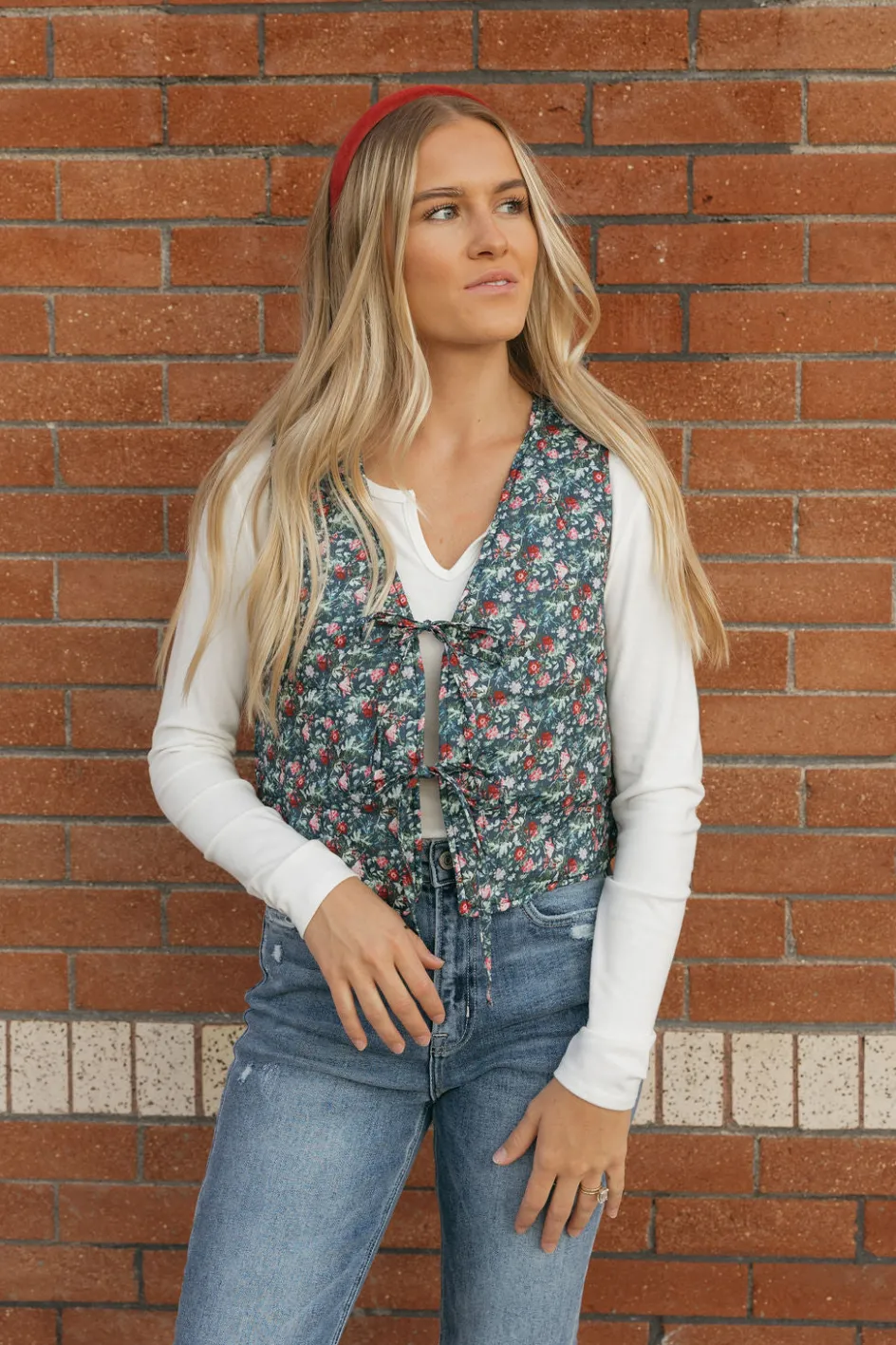 Polagram Lorretta Vest-Navy Floral Blue New