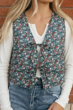 Polagram Lorretta Vest-Navy Floral Blue New